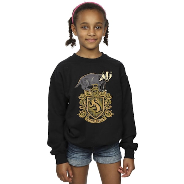 Harry Potter Flickor Hufflepuff Sketch Crest Sweatshirt 7-8 År Black 7-8 Years