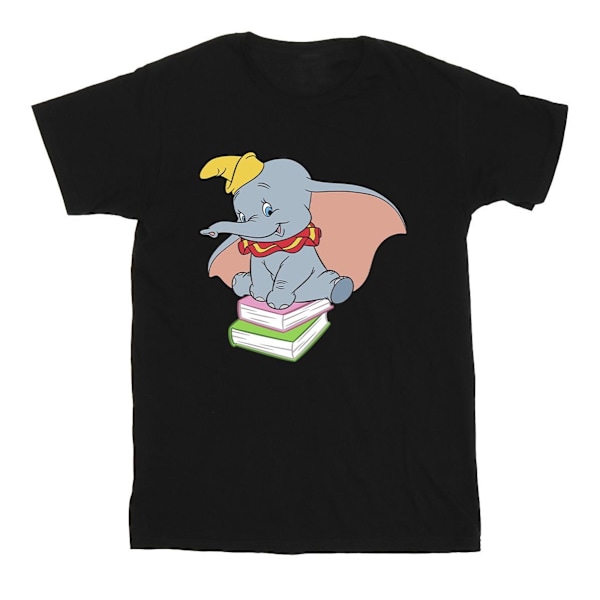 Disney Girls Dumbo Sitter På Böcker Bomull T-Shirt 12-13 År Black 12-13 Years
