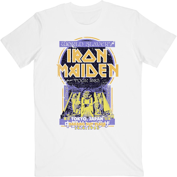 Iron Maiden Unisex Adult Powerslave Japan Flyer T-Shirt L Vit White L