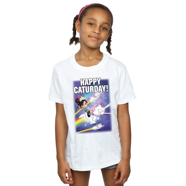 Disney Girls Wreck It Ralph Happy Caturday Bomull T-shirt 7-8 år White 7-8 Years