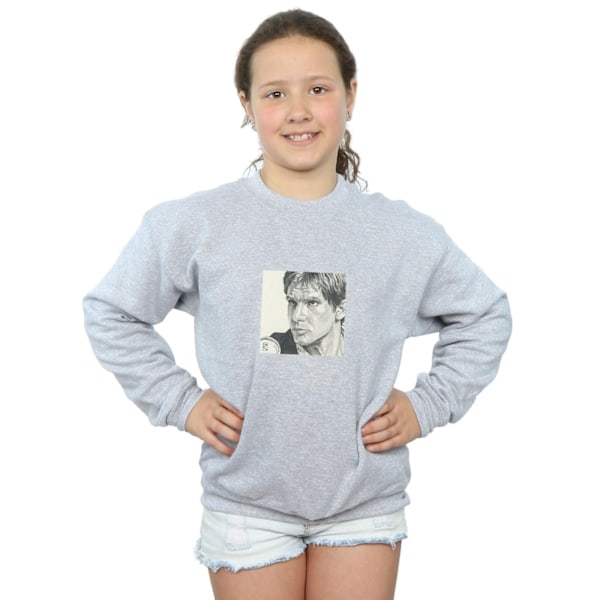 Star Wars Girls Han Solo Drawing Sweatshirt 5-6 år Sports Grå Sports Grey 5-6 Years