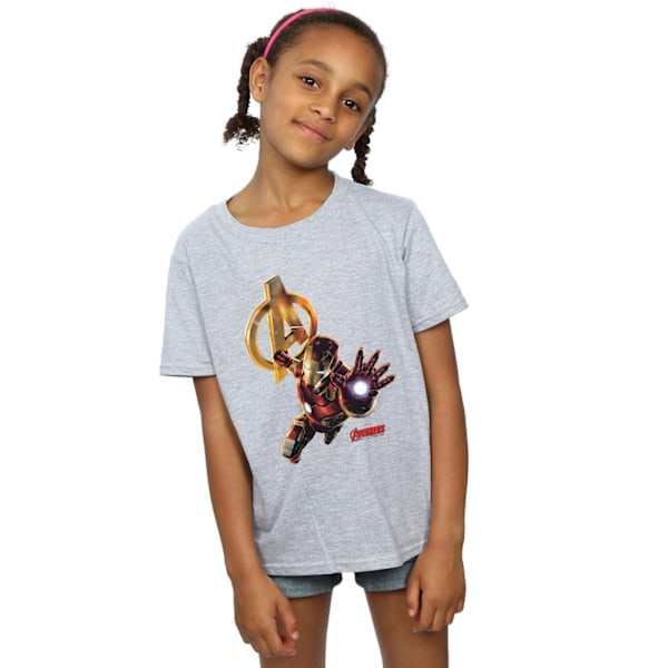 Marvel Girls Iron Man Pose Bomull T-shirt 7-8 år Sports Grey Sports Grey 7-8 Years