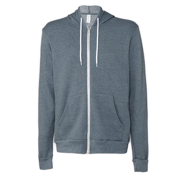 Canvas Unisex Dragkedja Polycotton Fleece Tröja med Huva / Luva Slate Heather S