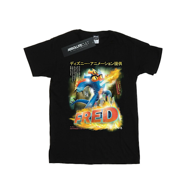 Disney Dam/Damer Big Hero 6 Fred Anime Poster Bomull Boyfriend T-Shirt S Svart Black S