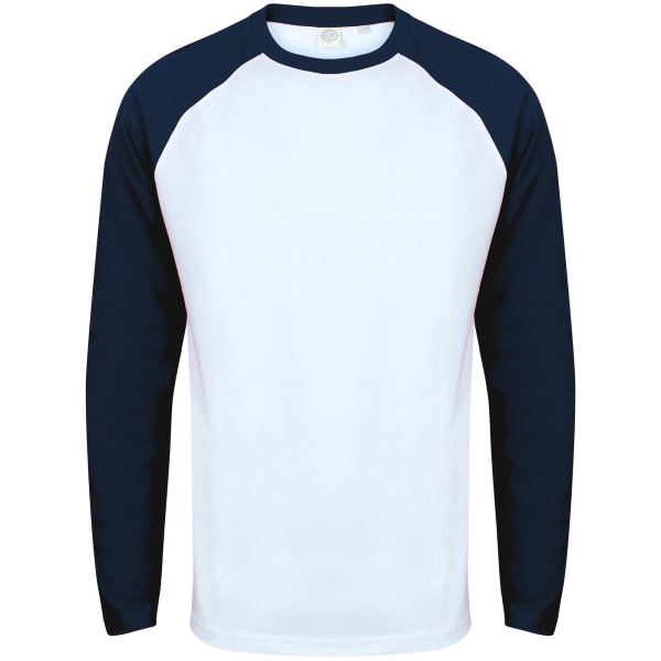 Skinnifit Herr Raglan långärmad baseball T-shirt XS Vit / O White / Oxford Navy XS