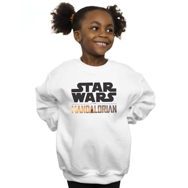 Star Wars Girls The Mandalorian Logo Sweatshirt 9-11 år Vit White 9-11 Years