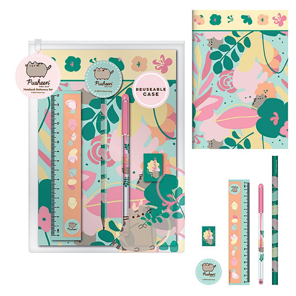 Pusheen Botanical Stationery Set En Storlek Grön/Gul/Rosa Green/Yellow/Pink One Size