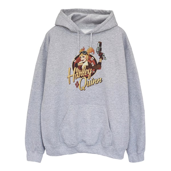 DC Bombshells Dam Hoodie för kvinnor/damer Harley Quinn Badge M Heather Heather Grey M