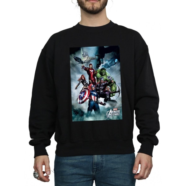 Marvel Herr Avengers Assemble Team Montage Sweatshirt L Svart Black L