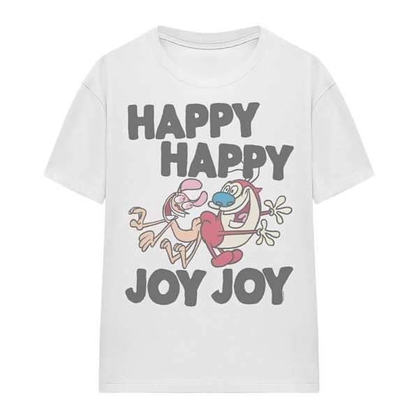 Ren & Stimpy Unisex Vuxen Happy Happy Joy Joy T-Shirt XL Vit White XL