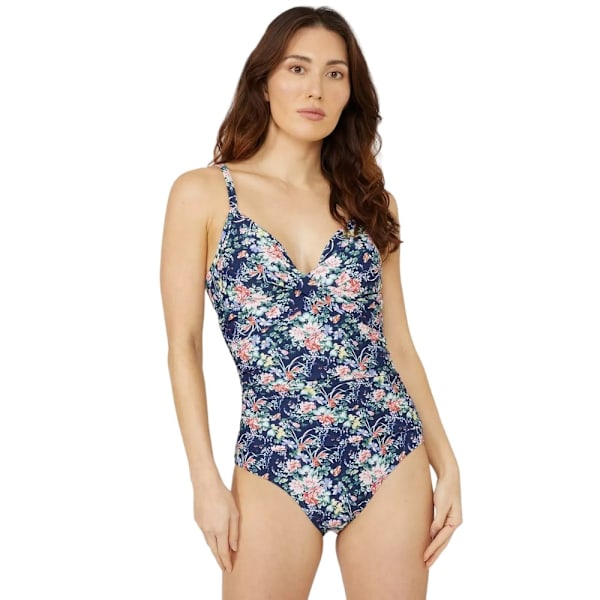 Debenhams Dam/Kvinnors Blommiga Tvinnade En Delig Baddräkt 10 UK Navy 10 UK