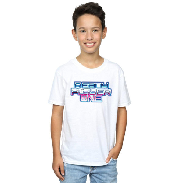 Ready Player One Boys Gradient Logo T-Shirt 5-6 år Vit White 5-6 Years