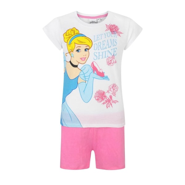 Cinderella barn/barn kort pyjamas set 6 år vit/rosa White/Pink 6 Years