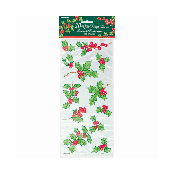 Unika julfestväskor i cellofan (förpackning om 20) One S White/Green/Red One Size