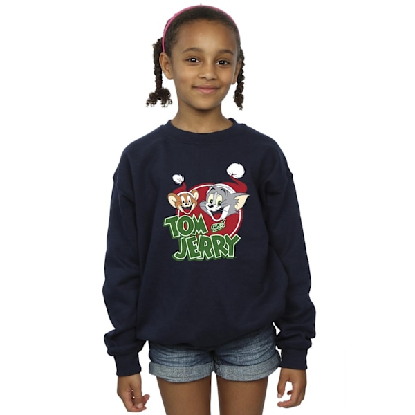 Tom And Jerry Girls Julhatt Logotyp Sweatshirt 9-11 År Marinblå Navy Blue 9-11 Years