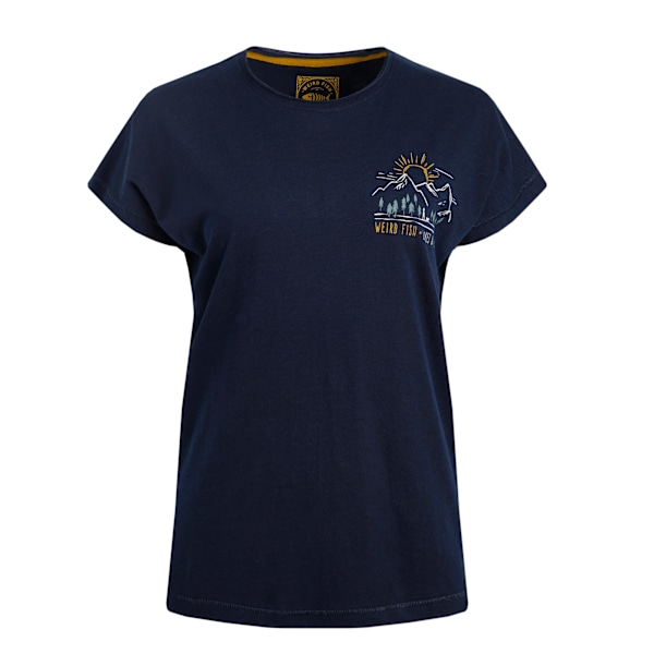 Weird Fish Womens/Ladies Wander Graphic Print Slub Organic T-Sh Navy 20 UK