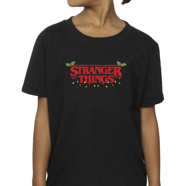 Netflix Girls Stranger Things Julbelysning Bomull T-shirt 9 Black 9-11 Years