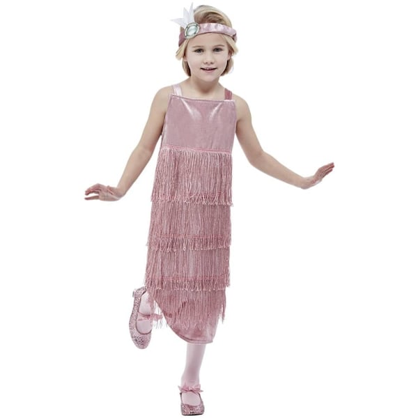 Smiffys 20-tals Flapperdräkt Set för Flickor 7-9 År Rosa Pink 7-9 Years