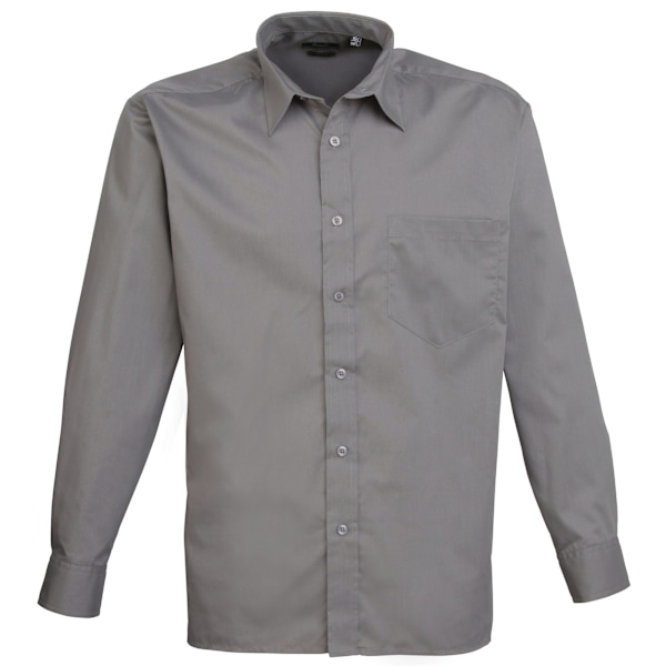 Premier Mens Premier Poplin Långärmad formell skjorta 16.5 Mörk Dark Grey 16.5