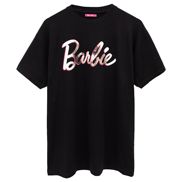 Barbie Dam/Kvinnor Oversize T-shirt S Svart/Rosa Black/Pink S