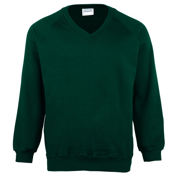 Unisex barn unisex färg V-ringad sweatshirt / skolw Bottle Green 22