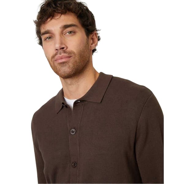 Threadbare Herr Stickad Regular Skjorta med Knappar L Java Brun Java Brown L