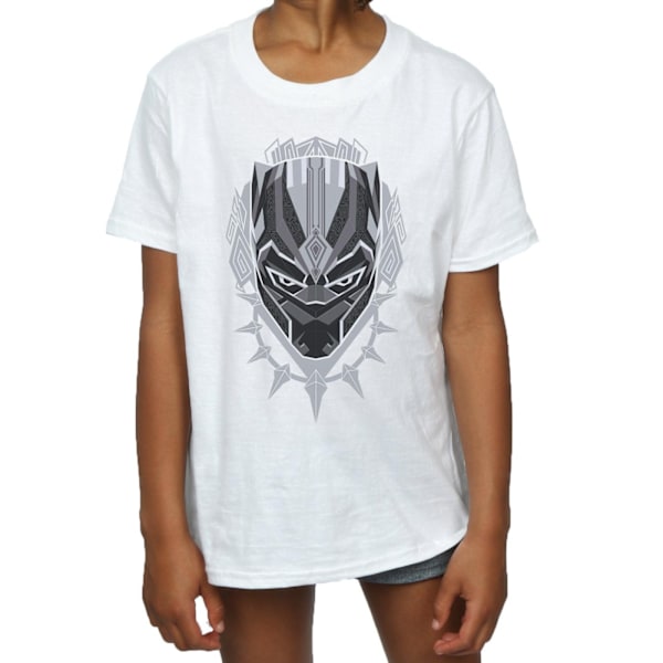 Marvel Girls Black Panther Head Bomull T-shirt 5-6 år Vit White 5-6 Years