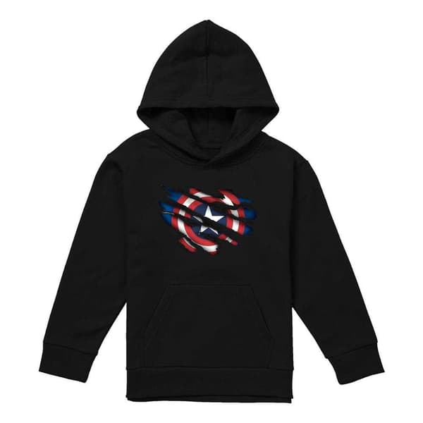 Captain America Barn/Barn Torn Pull Over Hoodie 7-8 År Black 7-8 Years