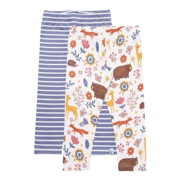 Lilly & Sid Barn/Barn Djur Ränder Leggings (2-pack) Blue/Multicoloured 3-6 Months