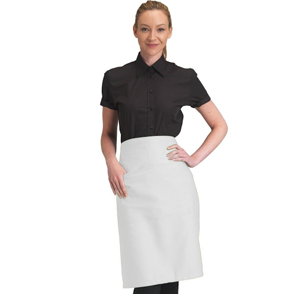 Dennys Unisex Catering Midjeförkläde med Ficka för Vuxna (2-pack) White One Size