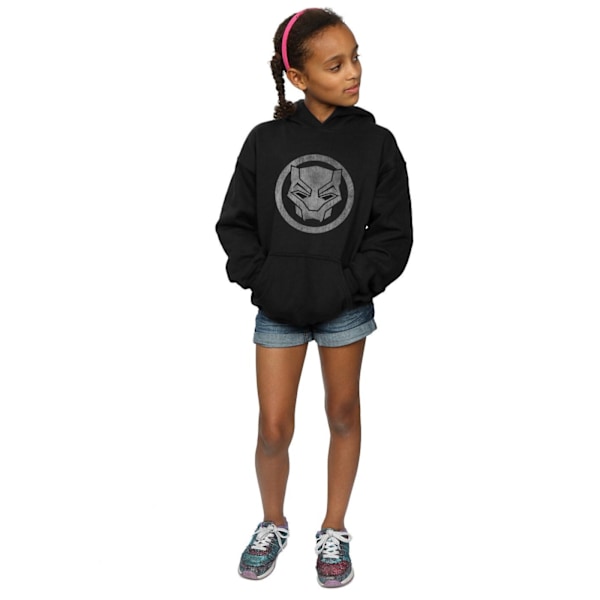 Marvel Girls Black Panther Distressed Icon Hoodie 9-11 år Svart Black 9-11 Years