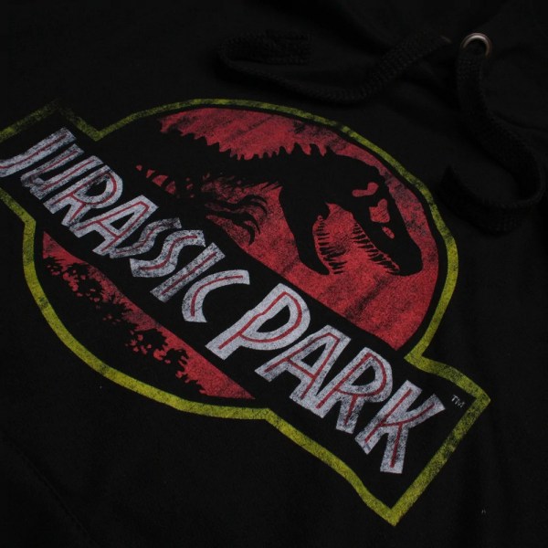 Jurassic Park Herr Distressed Logo Hoodie M Svart Black M