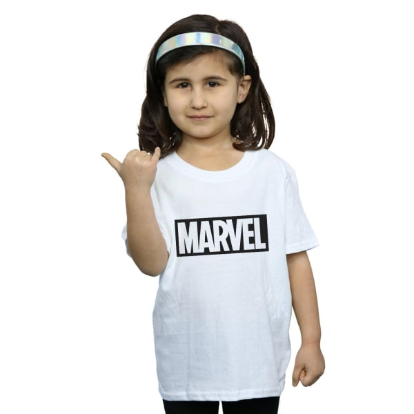 Marvel Girls Logo Outline T-shirt i bomull 9-11 år Vit White 9-11 Years