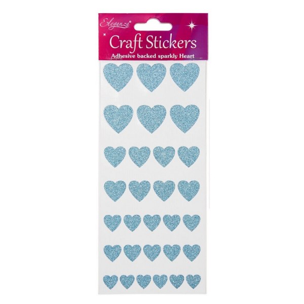 Eleganza Glitter Heart Stickers (Pack med 30) One Size Blå Blue One Size