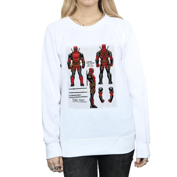 Marvel Dam/Kvinnor Deadpool Actionfigur Planer Sweatshirt XL White XL