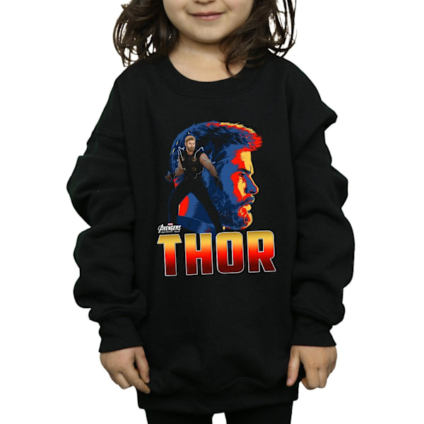 Marvel Girls Avengers Infinity War Thor Karaktär Sweatshirt 9- Black 9-11 Years