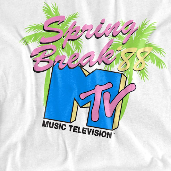 MTV Unisex Vuxen Spring Break Neon Palm Trees T-Shirt L Vit White L