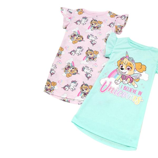 Paw Patrol Girls Skye Unicorn Nattlinne (2-pack) 2-3 år Rosa/Blå Pink/Blue 2-3 Years