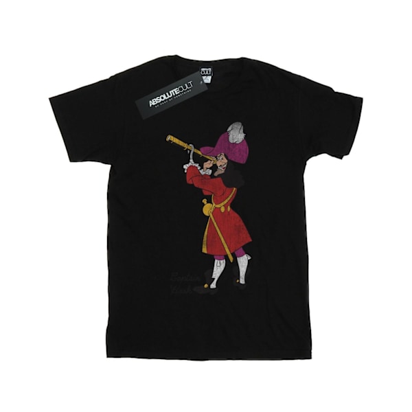 Peter Pan Dam/Kvinnor Klassisk Kapten Hook Bomull Pojkvän T-shirt Black L