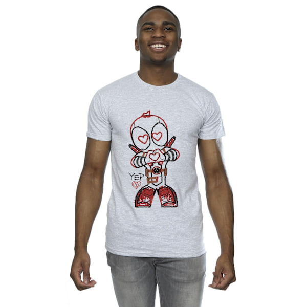 Marvel Deadpool Love Beam Line T-shirt L Sports Grey Sports Grey L