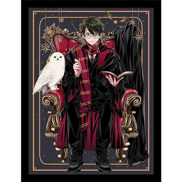 Harry Potter: Wizard Dynasty Harry Chair Inramad Affisch 40cm x 3 Multicoloured 40cm x 30cm