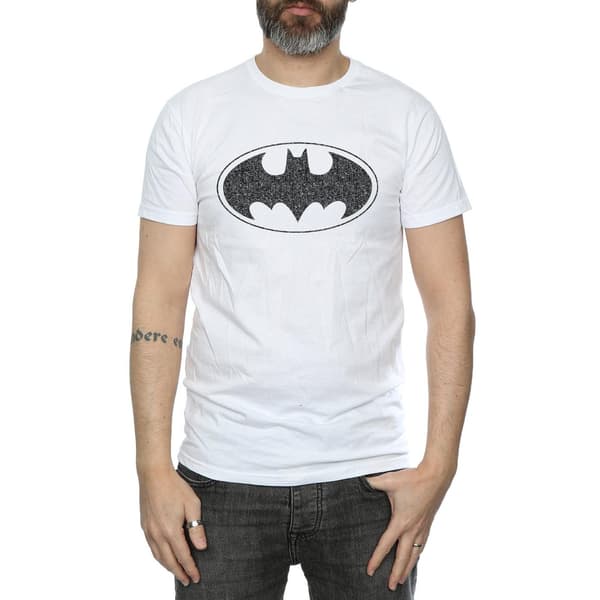 DC Comics Herr Batman Enfärgad Logotyp T-Shirt S Vit White S