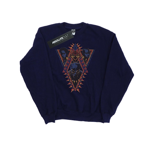 Marvel Herr Svart Panther Tribal Heads Sweatshirt M Marinblå Navy Blue M