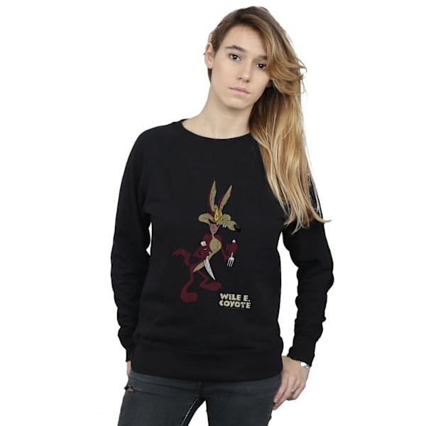 Looney Tunes Dam/Damer Wile E Coyote Distressed Sweatshirt Black XXL