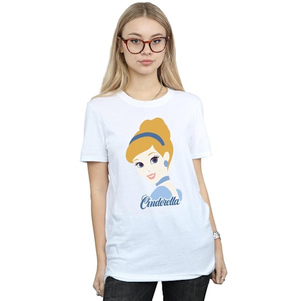 Disney Princess Dam/Damer Askungen Silhuett Bomull Pojkvän T-shirt White XXL