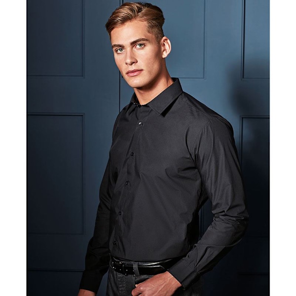 Premier Supreme tyngre poplin långärmad arbetsskjorta 18 Black 18