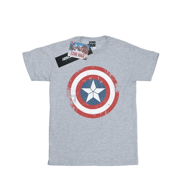 Marvel Boys Captain America Civil War Distressed Shield T-shirt Sports Grey 7-8 Years