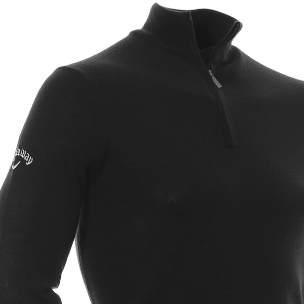 Callaway Herr Ribbed Zip Merino Sweater L Svart Onyx Black Onyx L