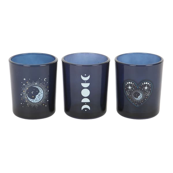 Something Different Månfaser Ljushållare (3-pack) En Storlek Blue One Size
