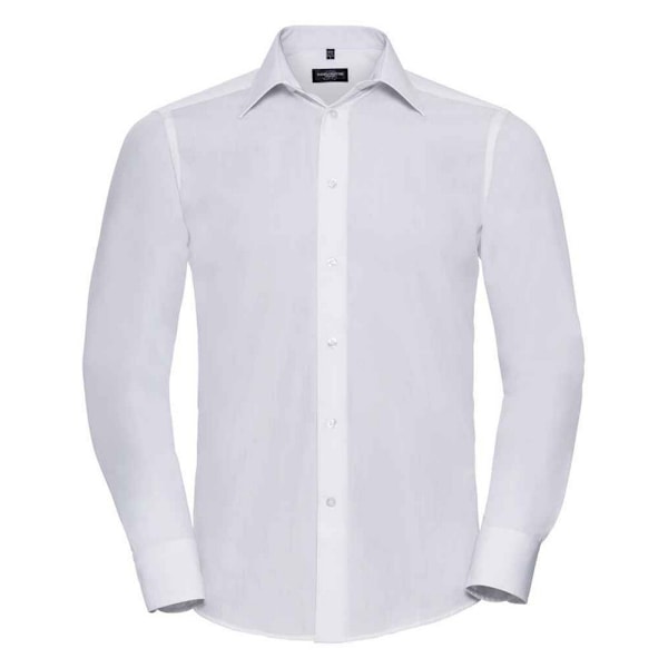 Russell Collection Herr Poplin Skräddarsydd Långärmad Formell Skjorta White M